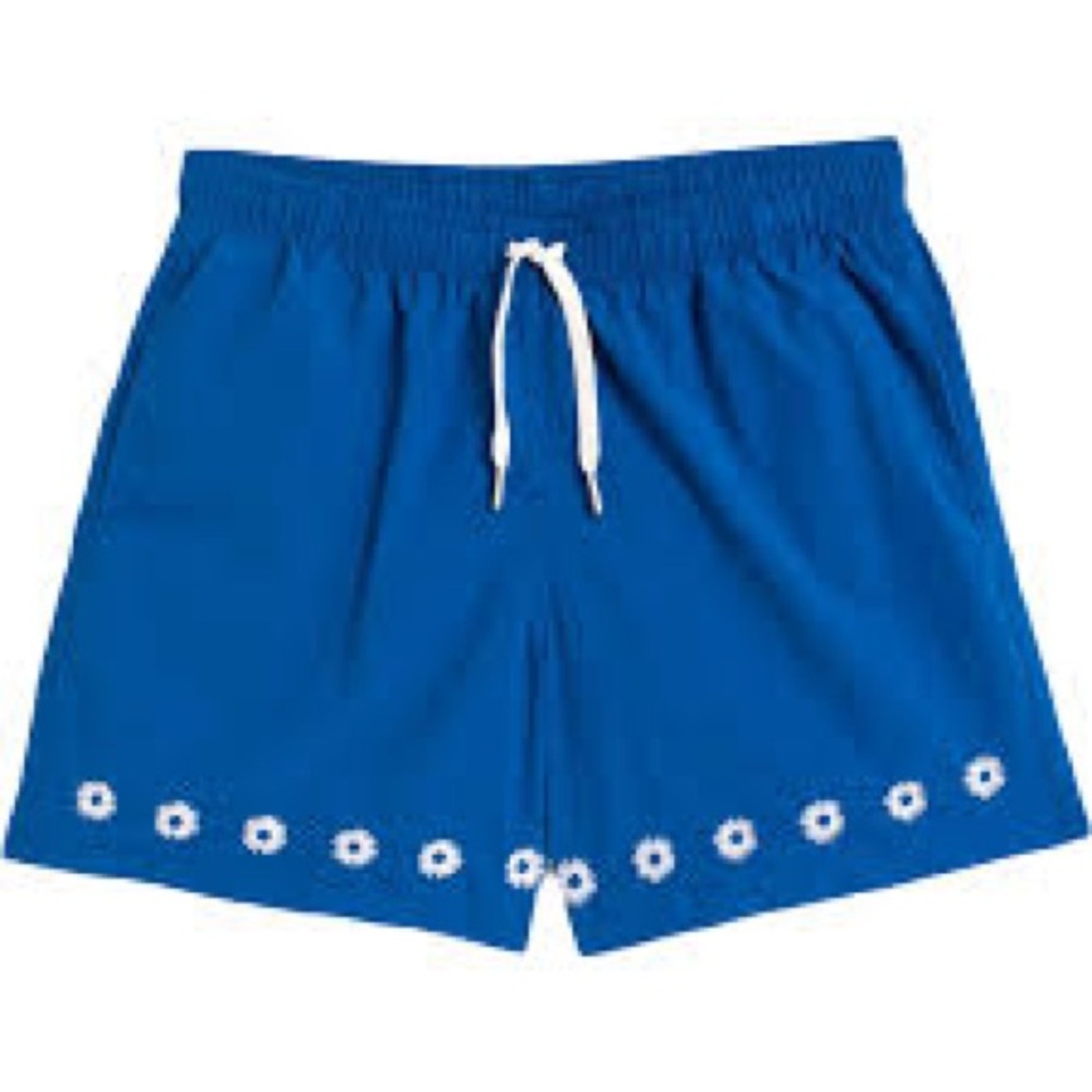 Bather Embroidered Daisy Swim Trunks Blue